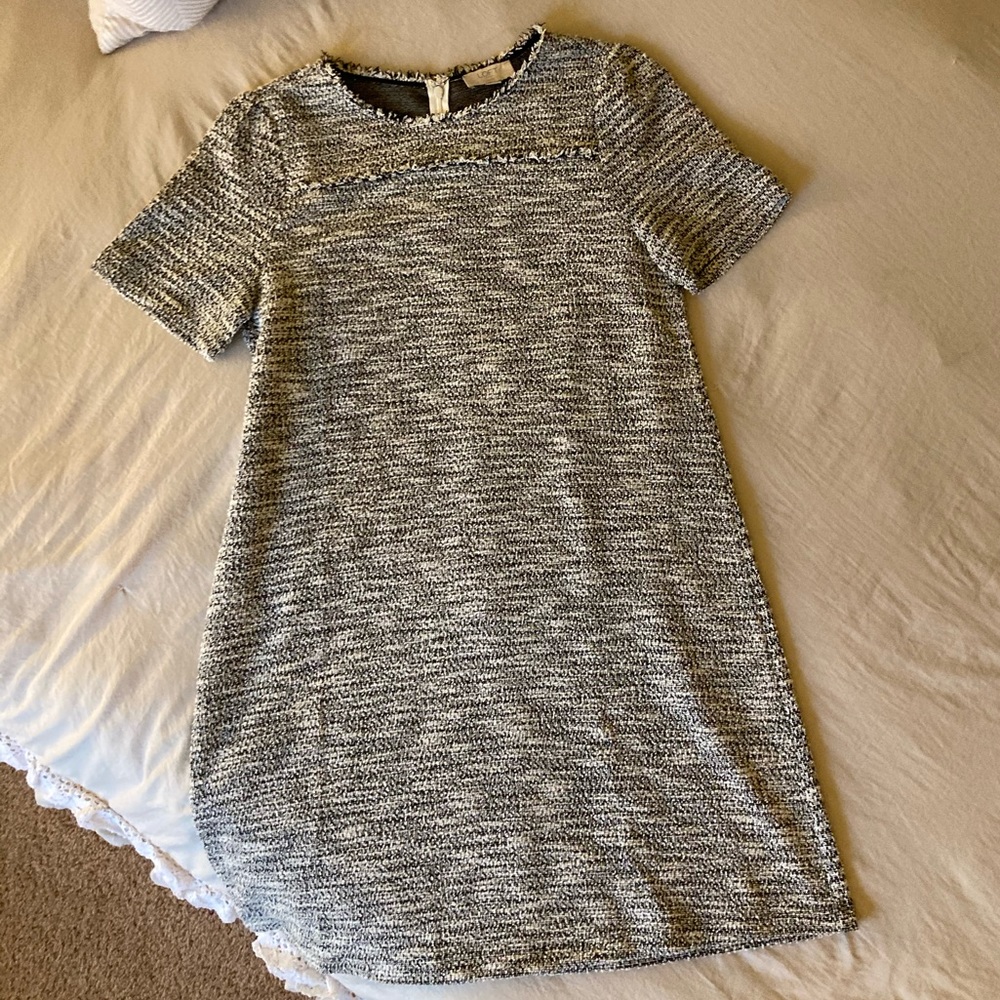 Tweed Loft Dress with Fringe Details